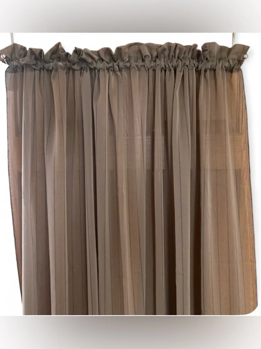 Makenzie Voile Sheer Curtain Panel 54x84 Dark Taupe Pinstripe Single
